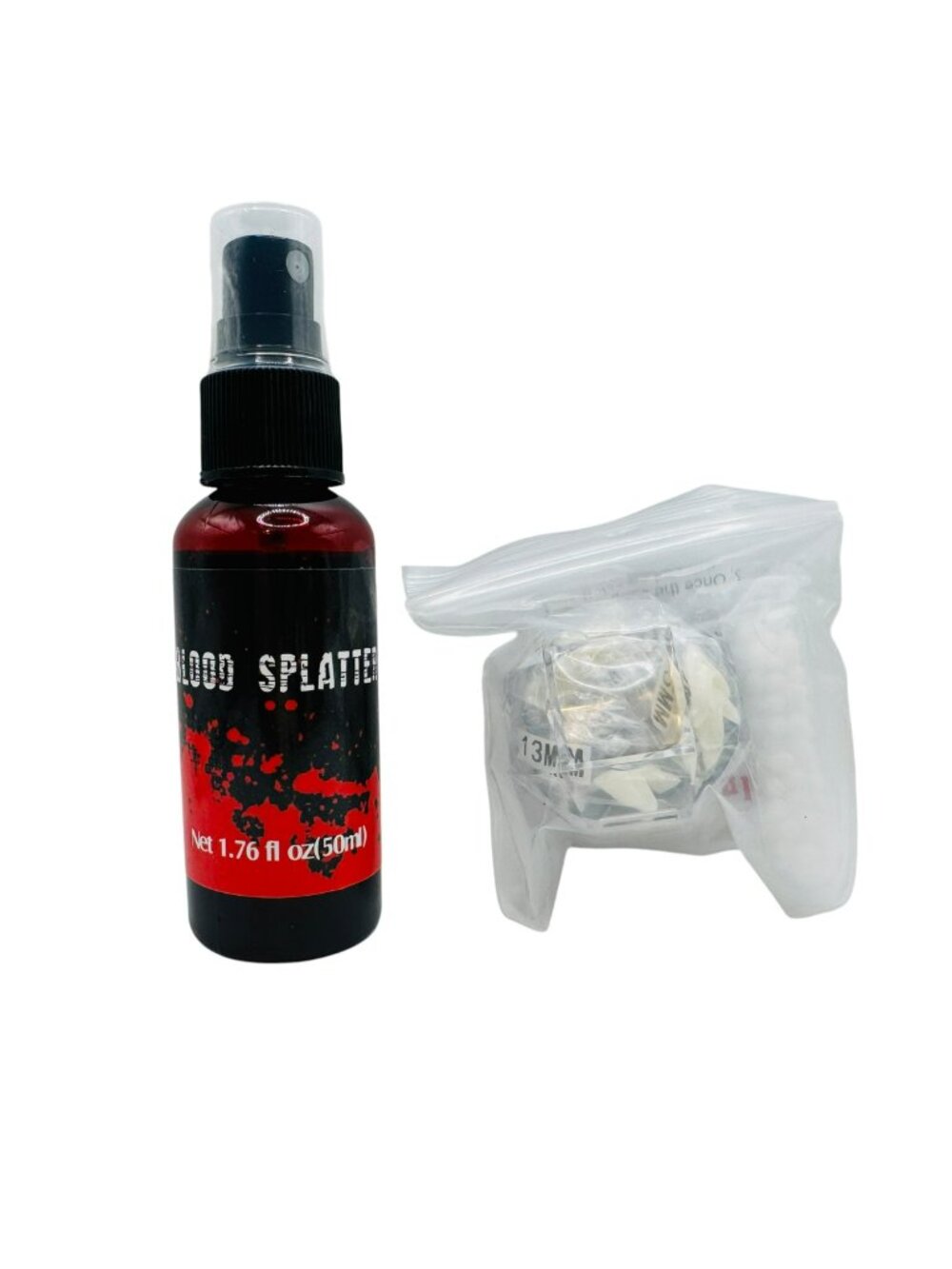 Blood Splatter Spray & Fake Fang Kit For Costumes & SFX 1.76 fl oz (50ml)